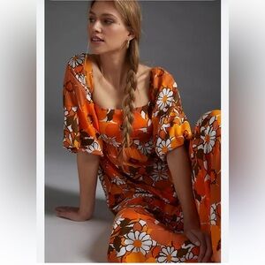 Faithful The‎ Brand Isola Midi Dress in Orange Sz S